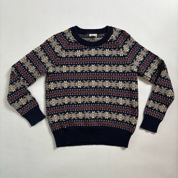J. Crew Fair Isle 100% Cotton Sweater Kids Size 8 XXS Womens Crew Cuts Snowflake - Picture 1 of 8